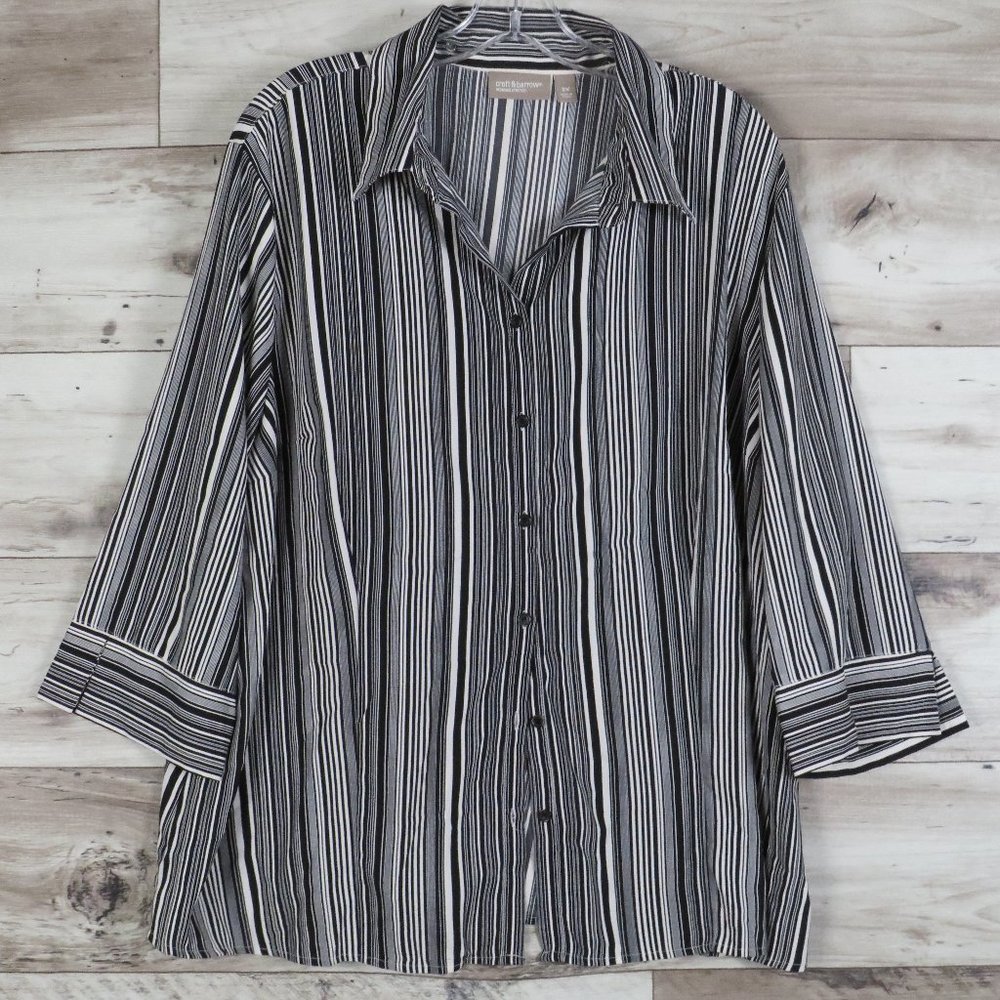Croft & Barrow* Women's Stretch 3/4 Split End Sleeve Button Down‎ Shirt~ Size 2X